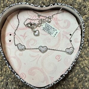 Brighton Silver Heart Necklace with Crystal Details NWT Celestia Heart